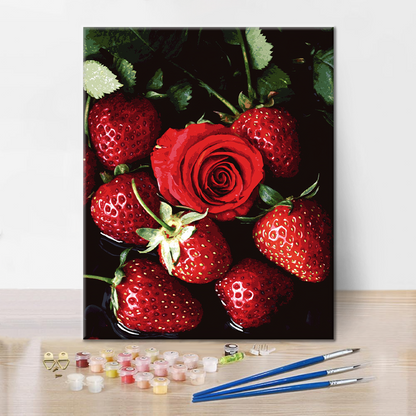 Fresa con Rosas - Pintar por Números