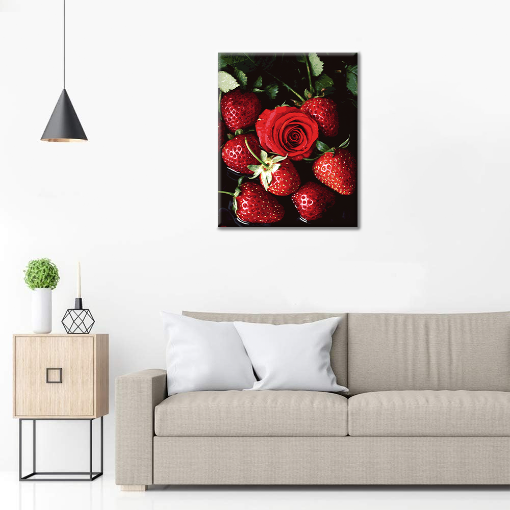 Fresa con Rosas - Pintar por Números