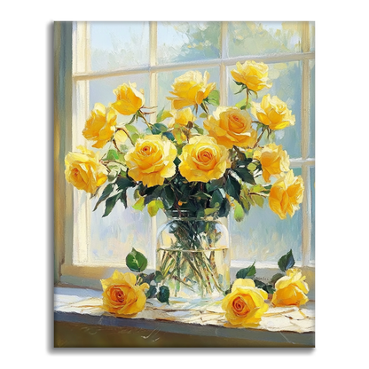 Luz Solar y Rosas Amarillas - Pintar por Números