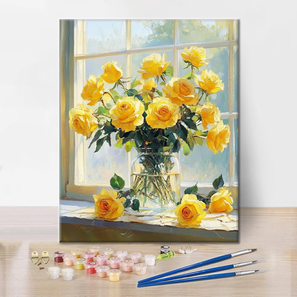 Luz Solar y Rosas Amarillas - Pintar por Números