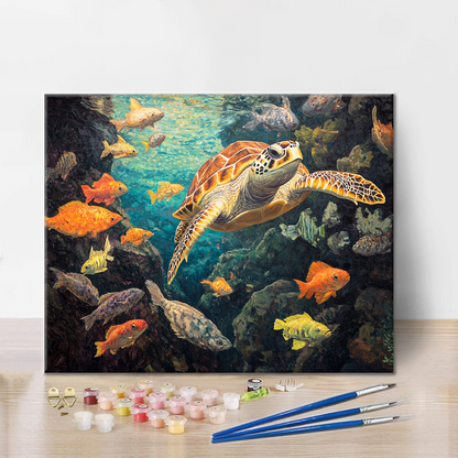 Tortugas y Peces - Pintar por Números