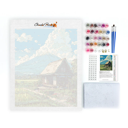 La cabaña bajo el monte Fuji - Pintar por números