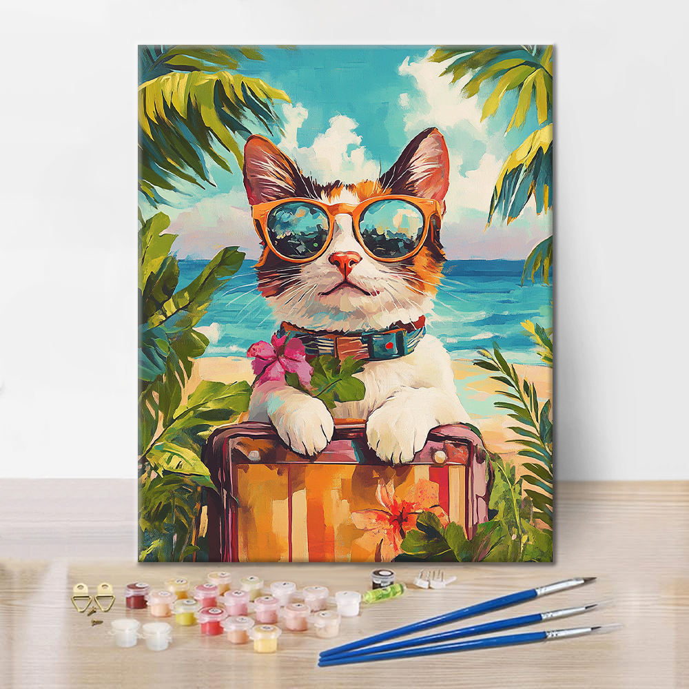 Gato de vacaciones - Pintar por números