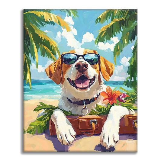 Perro de vacaciones - Pintar por números