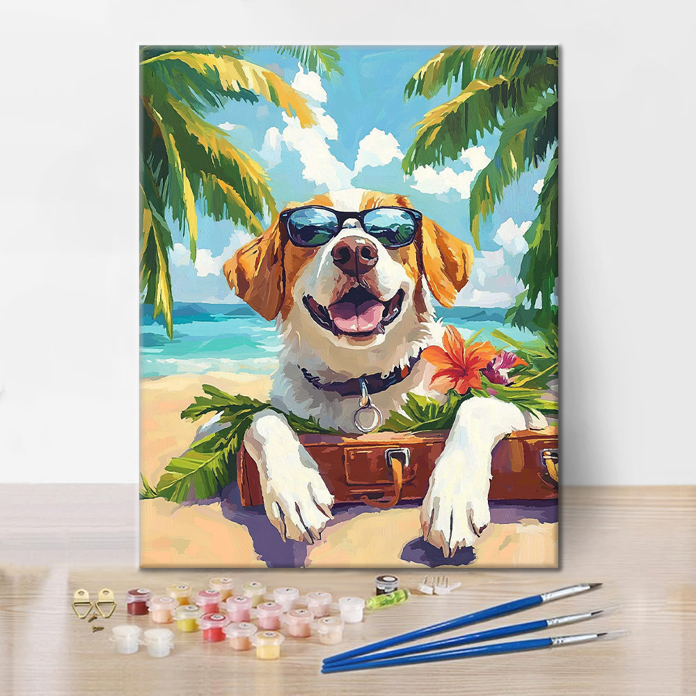 Perro de vacaciones - Pintar por números