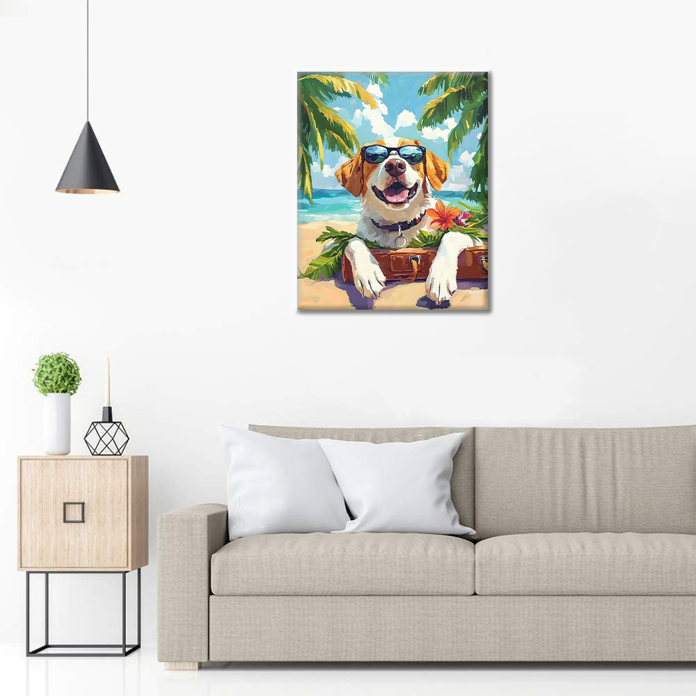 Perro de vacaciones - Pintar por números