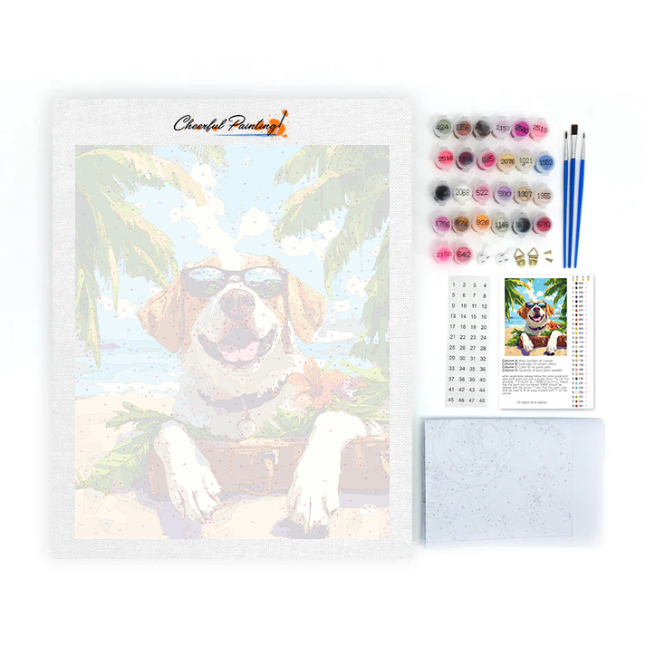 Perro de vacaciones - Pintar por números