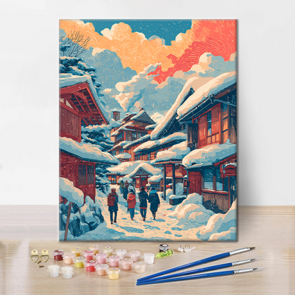Cabaña de invierno - Pintar por números