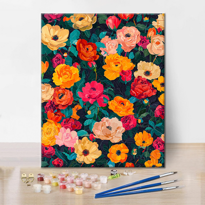 Flores en plena floración - Pintar por números