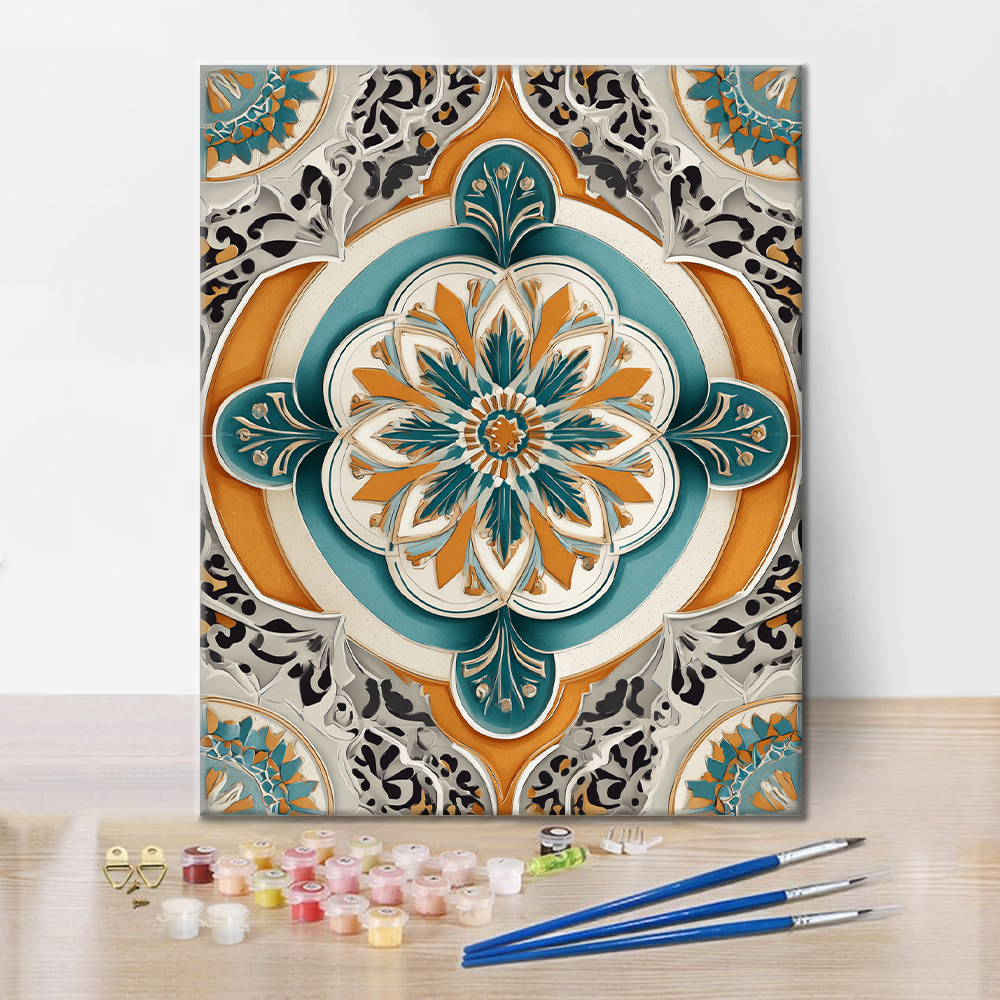 Mandala verde dorado - Pintar por números