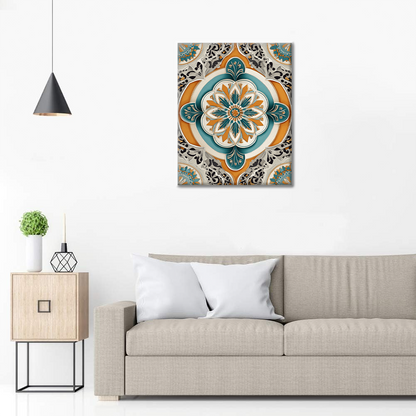 Mandala verde dorado - Pintar por números