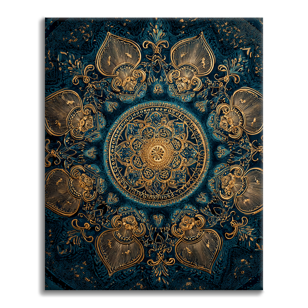 Mandala de loto dorado - Pintar por números