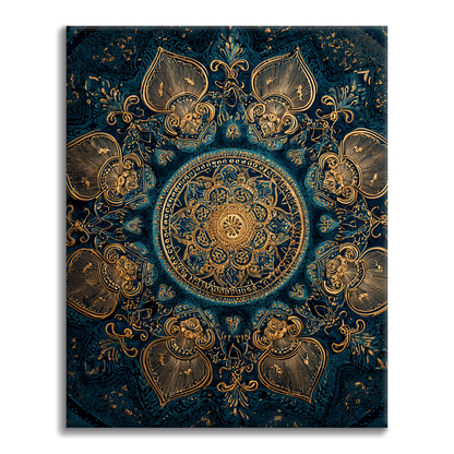 Mandala de loto dorado - Pintar por números