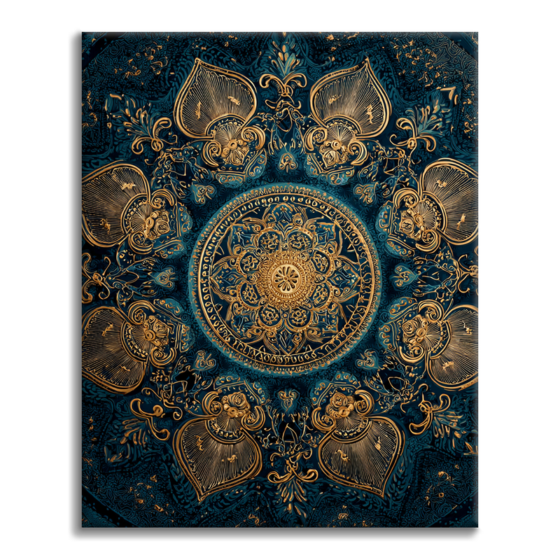 Mandala de loto dorado - Pintar por números
