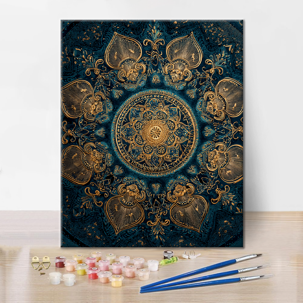 Mandala de loto dorado - Pintar por números