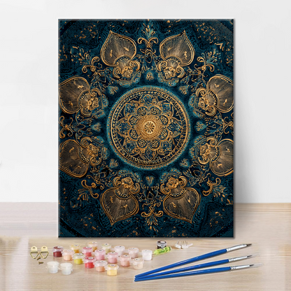 Mandala de loto dorado - Pintar por números