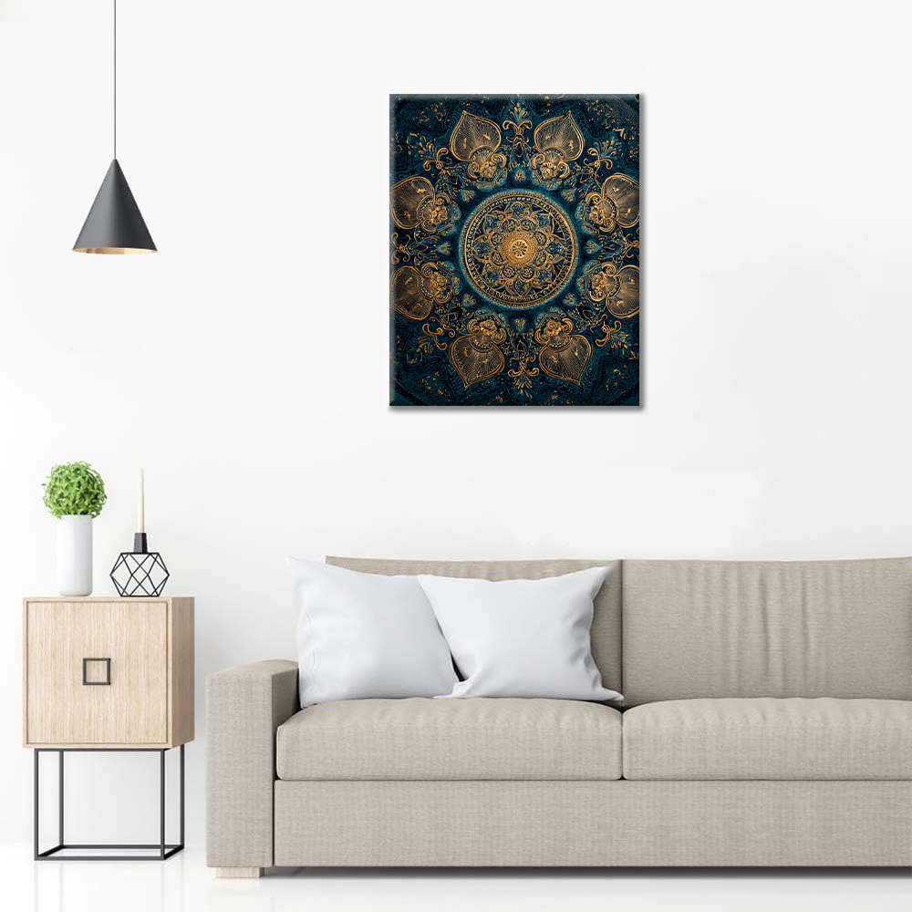 Mandala de loto dorado - Pintar por números