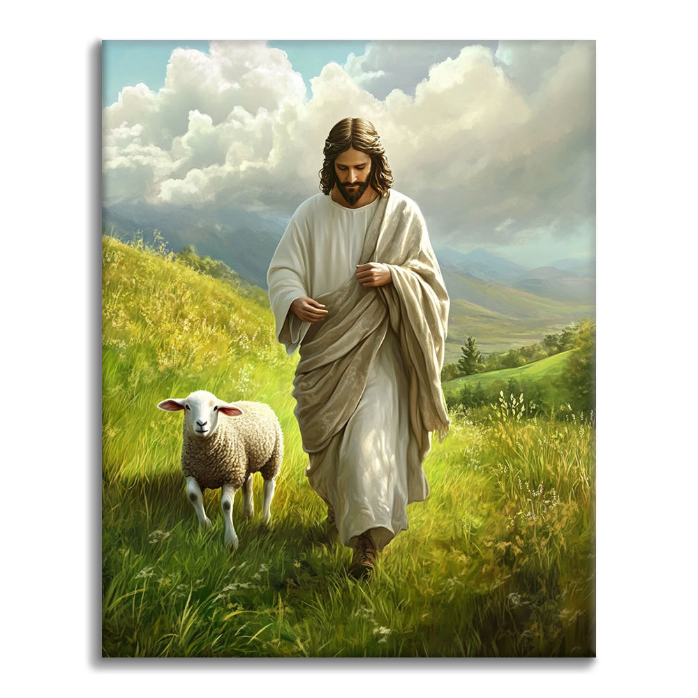 Jesús y las ovejas - Pintar por números