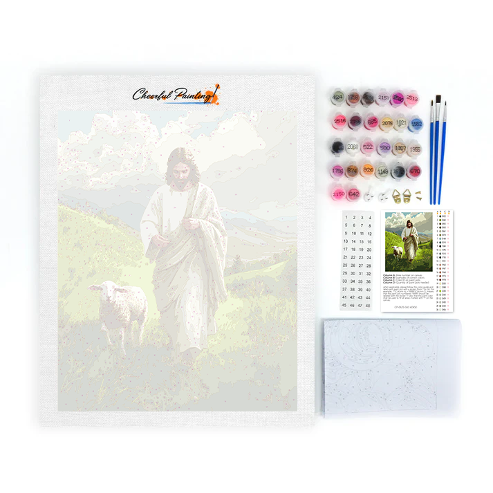 Jesús y las ovejas - Pintar por números