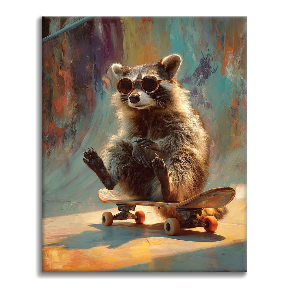 Patineta de mapache - Pintar por números