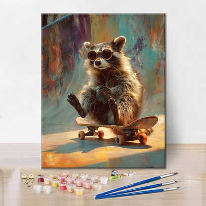 Patineta de mapache - Pintar por números