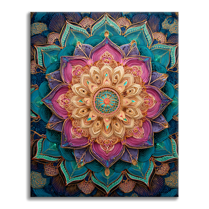 Mandala de flores arcoíris - Pintar por números