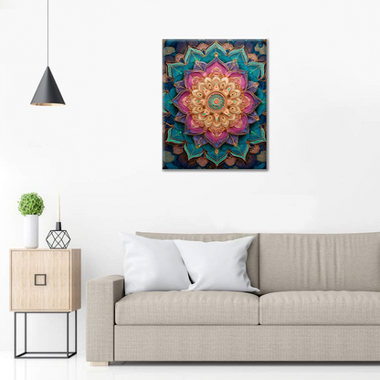 Mandala de flores arcoíris - Pintar por números