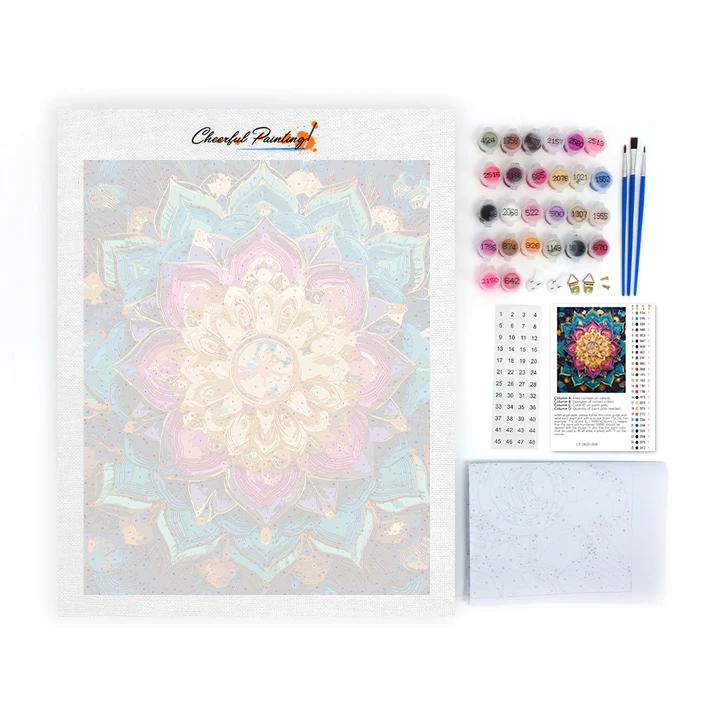 Mandala de flores arcoíris - Pintar por números