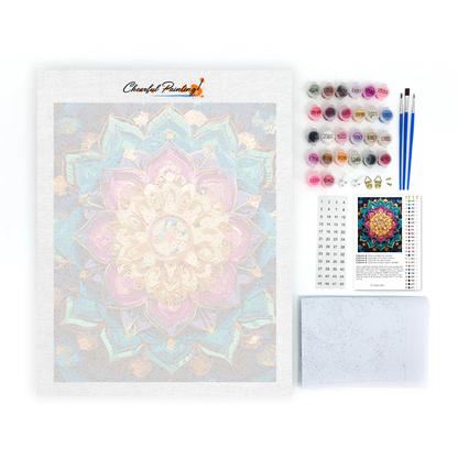 Mandala de flores arcoíris - Pintar por números