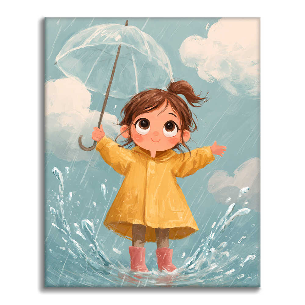 Paseo bajo la lluvia - Pintar por números