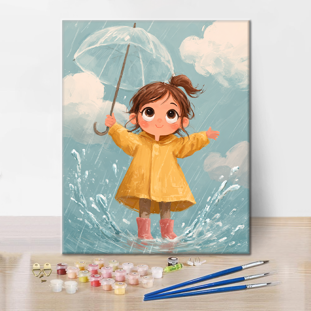 Paseo bajo la lluvia - Pintar por números
