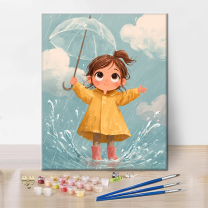 Paseo bajo la lluvia - Pintar por números