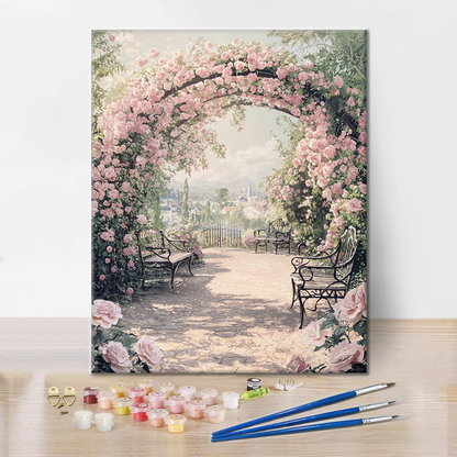 Jardín de rosas francés romántico - Pintar por números
