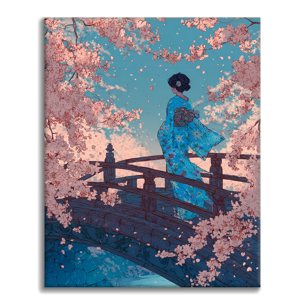 Puente de Sakura - Pintar por números
