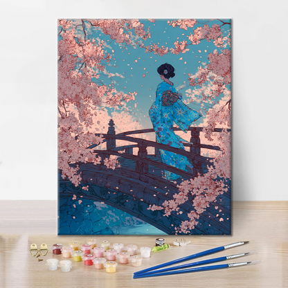 Puente de Sakura - Pintar por números