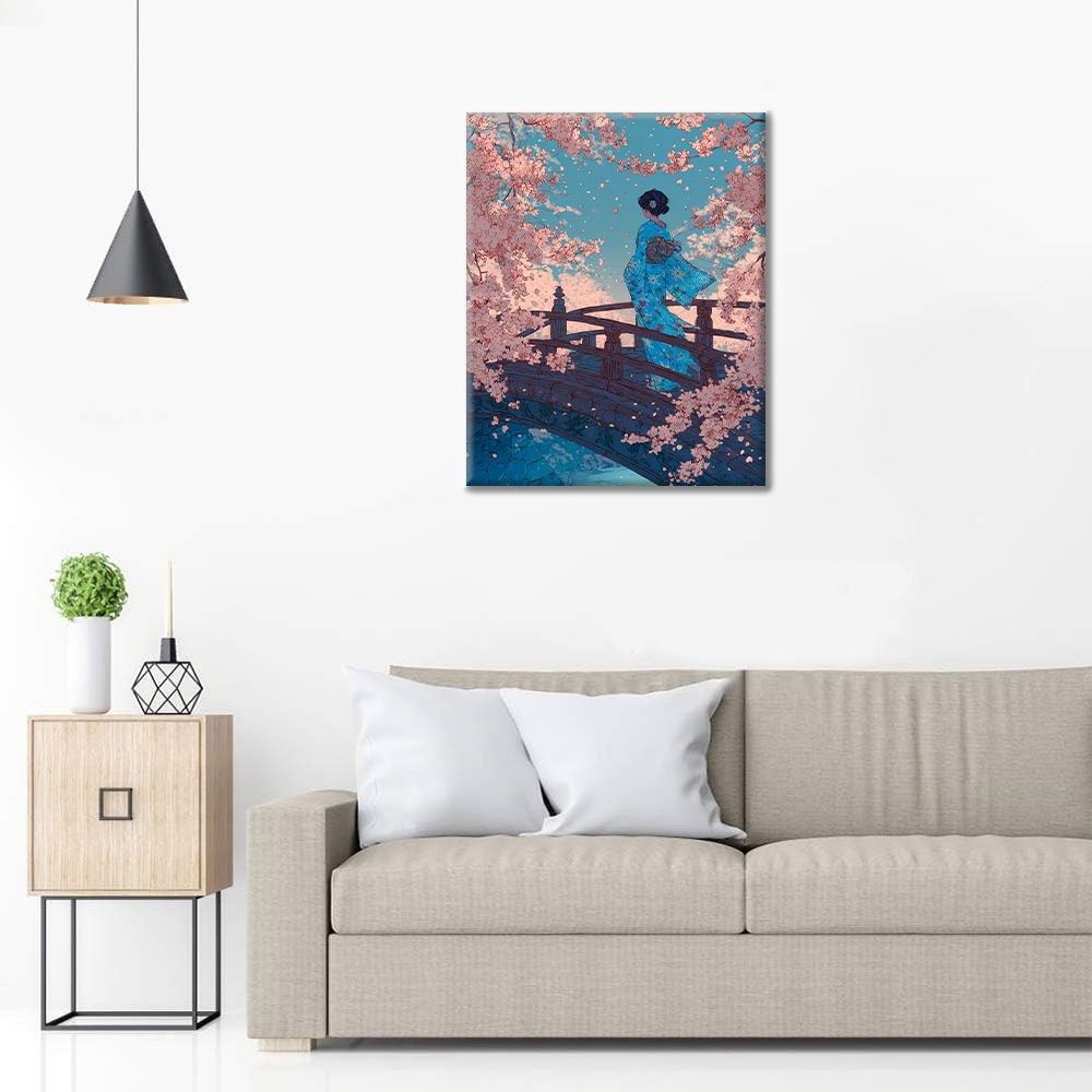 Puente de Sakura - Pintar por números