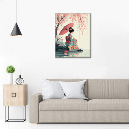 Paraguas Sakura - Pintar por números