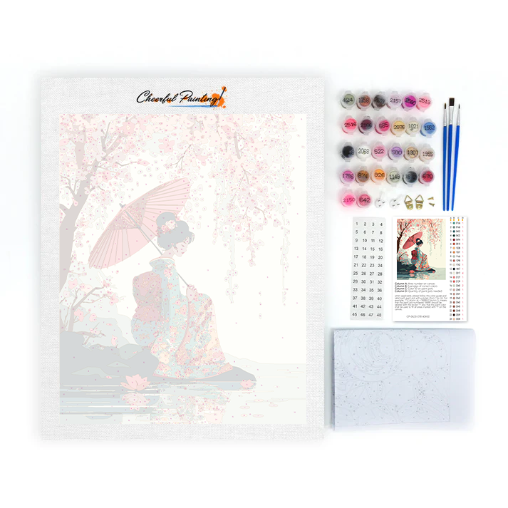 Paraguas Sakura - Pintar por números