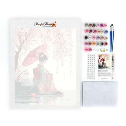Paraguas Sakura - Pintar por números