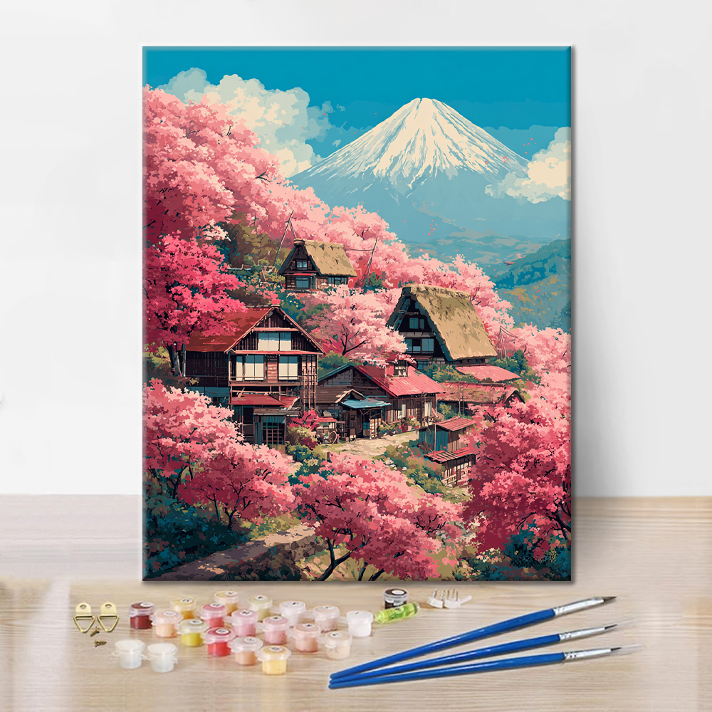 Villa Sakura en el Monte Fuji - Pintar por números