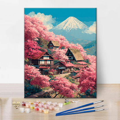 Villa Sakura en el Monte Fuji - Pintar por números