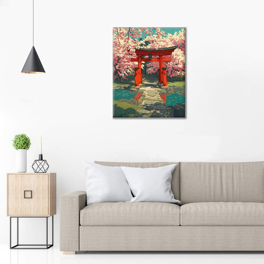Torii de flor de cerezo - Pintar por números
