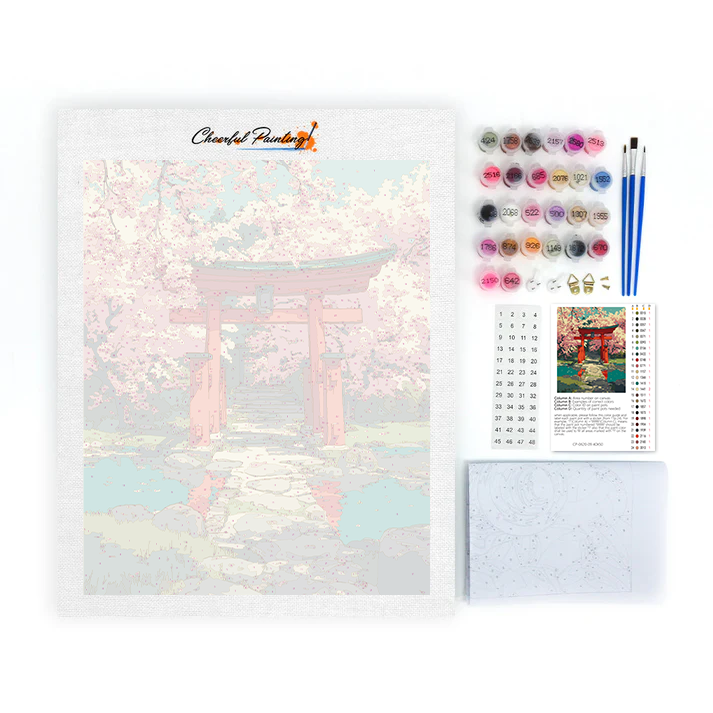 Torii de flor de cerezo - Pintar por números