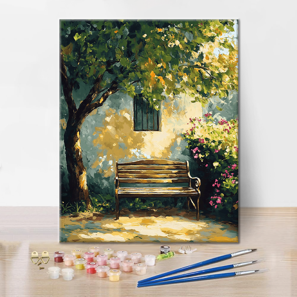 Banco iluminado por el sol - Pintar por números