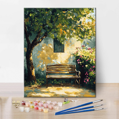 Banco iluminado por el sol - Pintar por números