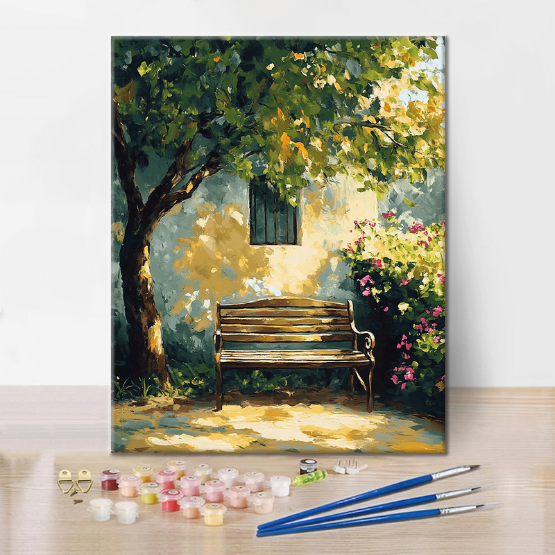 Banco iluminado por el sol - Pintar por números