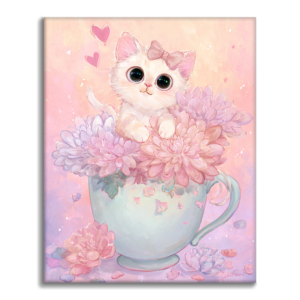 Gatito de la hora del té - Pintar por números