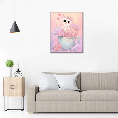 Gatito de la hora del té - Pintar por números