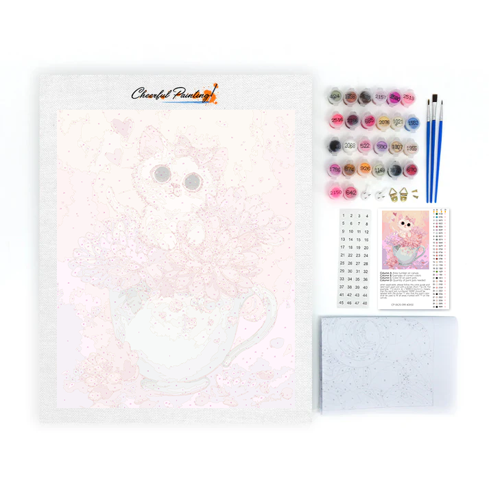 Gatito de la hora del té - Pintar por números