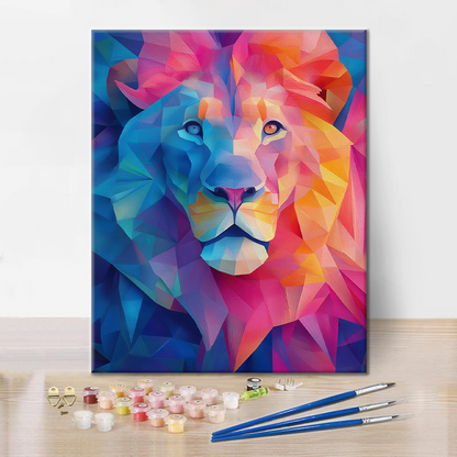 León geométrico - Pintar por números